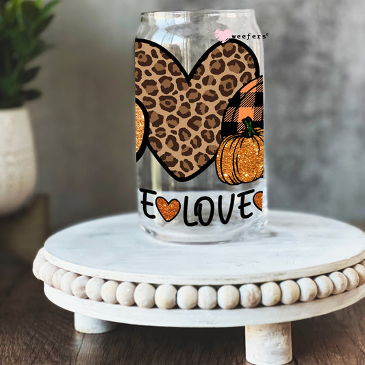 Peace Love Fall 16oz Libbey Glass Can UV DTF or Sublimation Wrap - Decal - Weefers