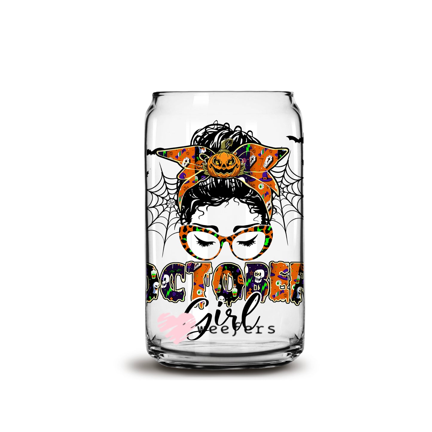 October Girl 16oz Libbey Glass Can UV DTF or Sublimation Wrap - Decal - Weefers