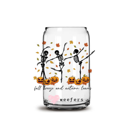 Fall Breeze and Autumn Leaves 16oz Libbey Glass Can UV DTF or Sublimation Wrap - Decal - Weefers