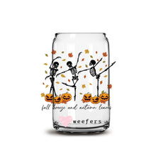 Load image into Gallery viewer, Fall Breeze and Autumn Leaves 16oz Libbey Glass Can UV-DTF or Sublimation Wrap - Decal
