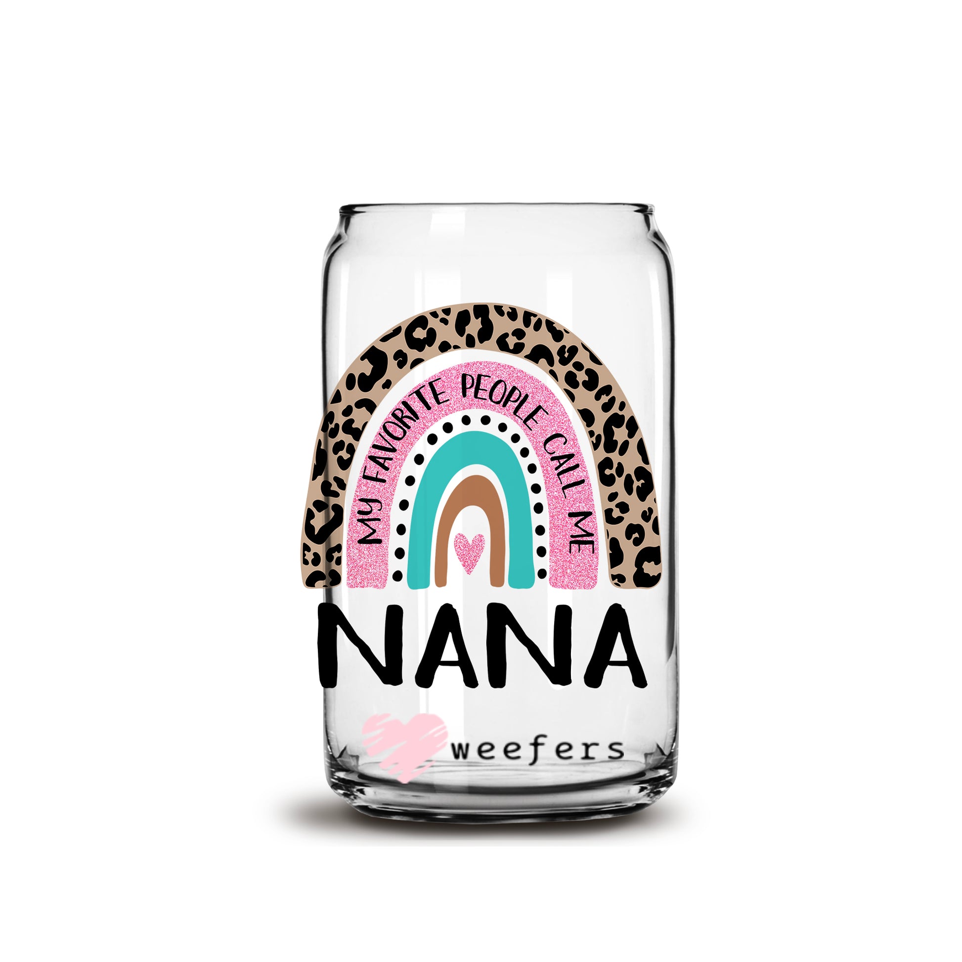 Mother's Day Nana Boho Rainbow Libbey Glass Can UV DTF or Sublimation Wrap - Decal - Weefers