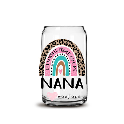 Mother's Day Nana Boho Rainbow Libbey Glass Can UV DTF or Sublimation Wrap - Decal - Weefers