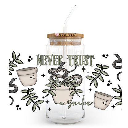 Never Trust a Snake 20oz Libbey Glass Can UV DTF or Sublimation Wrap - Decal Transfer - Weefers