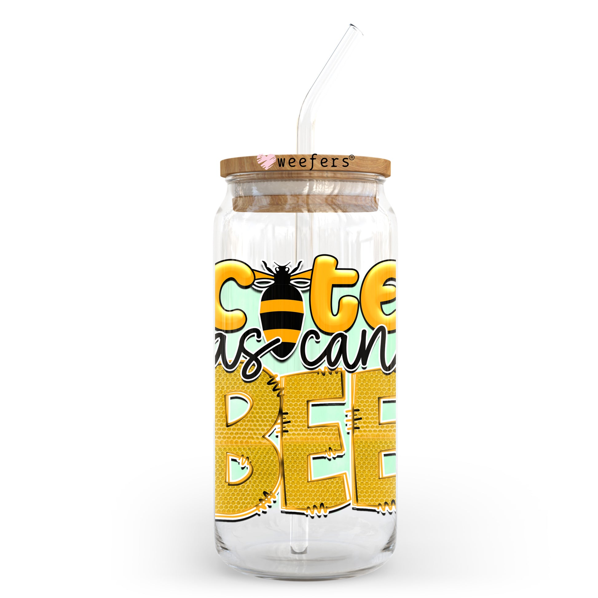 Cute as Can Bee 20oz Libbey Glass Can UV DTF or Sublimation Wrap - Decal Transfer - Weefers