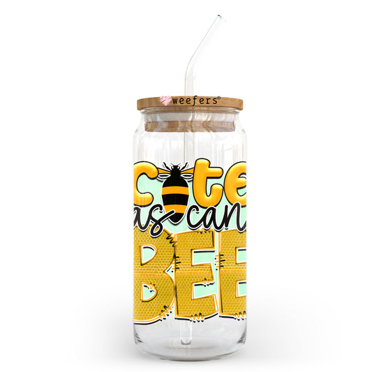 Cute as Can Bee 20oz Libbey Glass Can UV DTF or Sublimation Wrap - Decal Transfer - Weefers