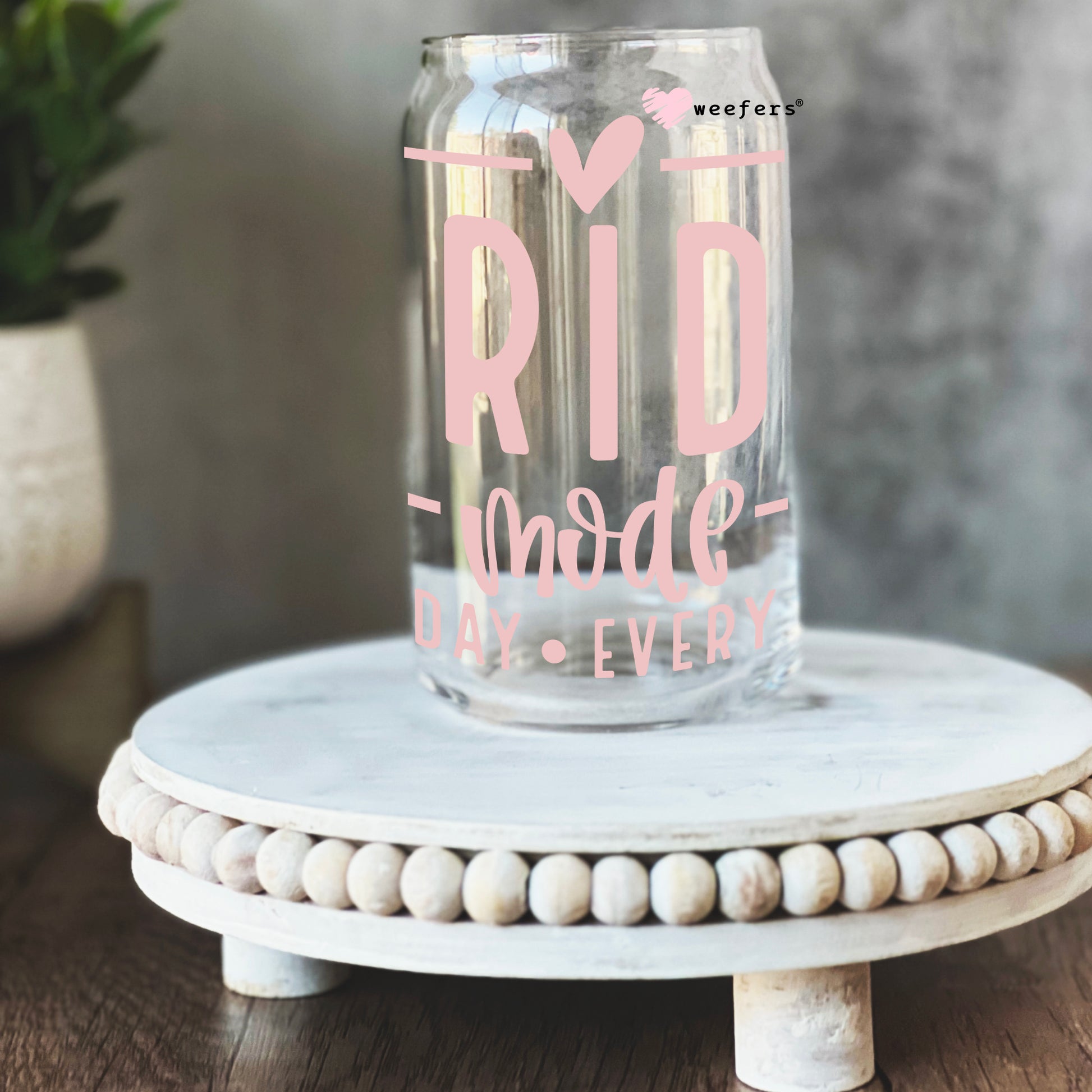 Bride Mode Blush 16oz Libbey Glass Can UV DTF or Sublimation Wrap - Decal - Weefers