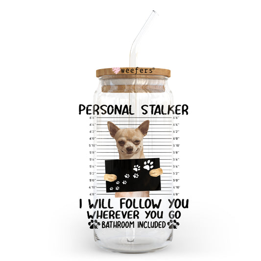 Chihuahua Mugshot 20oz Libbey Glass Can UV DTF or Sublimation Wrap - Decal Weefers