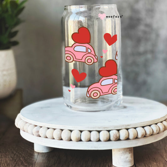 Love Bug Valentine's Day 16oz Libbey Glass Can UV DTF or Sublimation Cup Wrap - Decal Transfer - Weefers