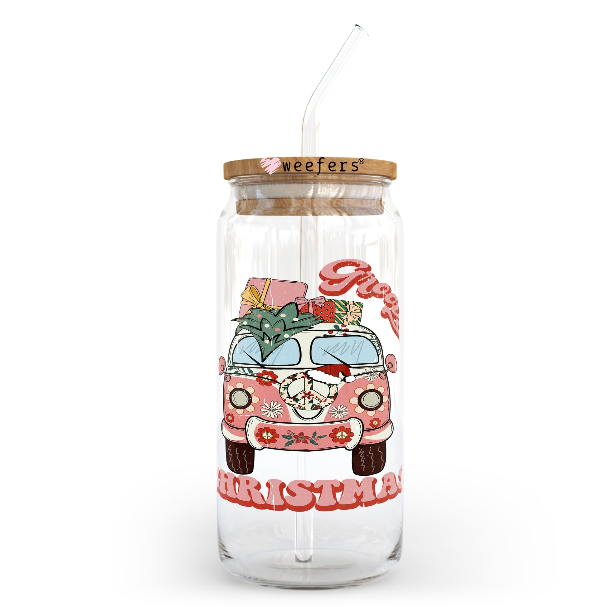 Groovy Christmas 20oz Libbey Glass Can, 34oz Hip Sip, 40oz Tumbler UV DTF or Sublimation Decal Transfer - Weefers