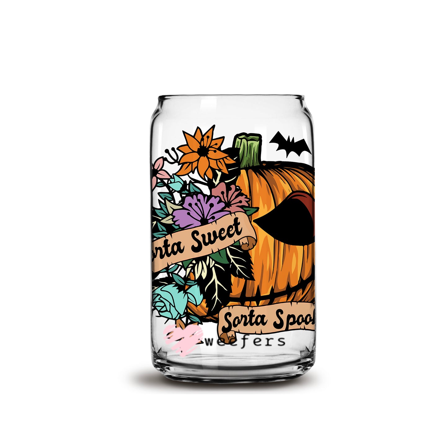 Sorta Sweet Sorta Spooky Halloween 16oz Libbey Glass Can UV DTF or Sublimation Wrap - Decal - Weefers