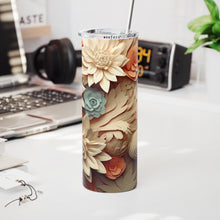 Load image into Gallery viewer, 20oz Skinny Tumbler Wrap - 3D Cream and Blue and Coral
