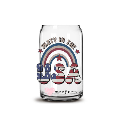 4th of July Party in the USA 16oz Libbey Glass Can UV DTF or Sublimation Wrap - Decal - Weefers