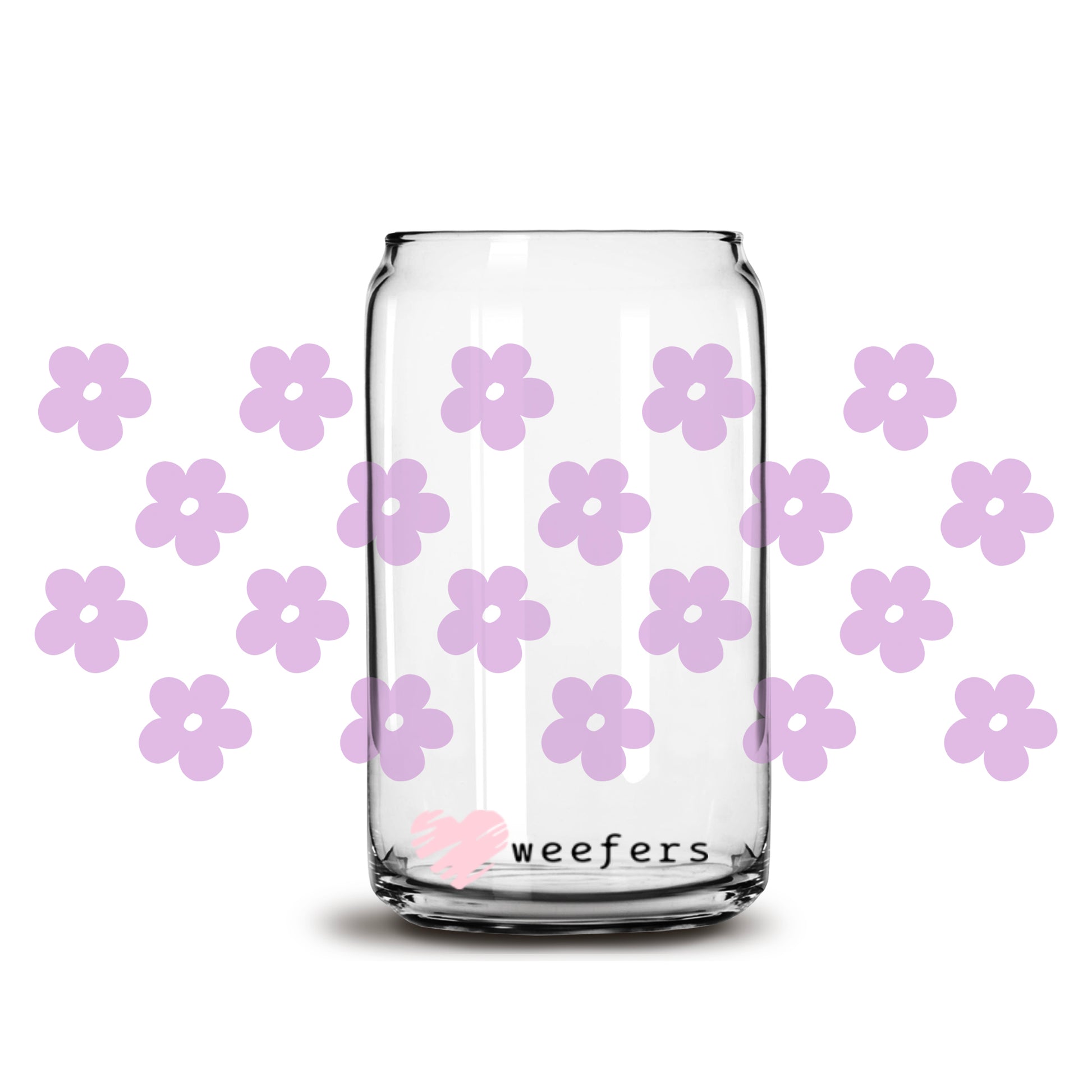 Retro Purple Flowers Libbey Glass Can UV DTF or Sublimation Wrap - Decal - Weefers