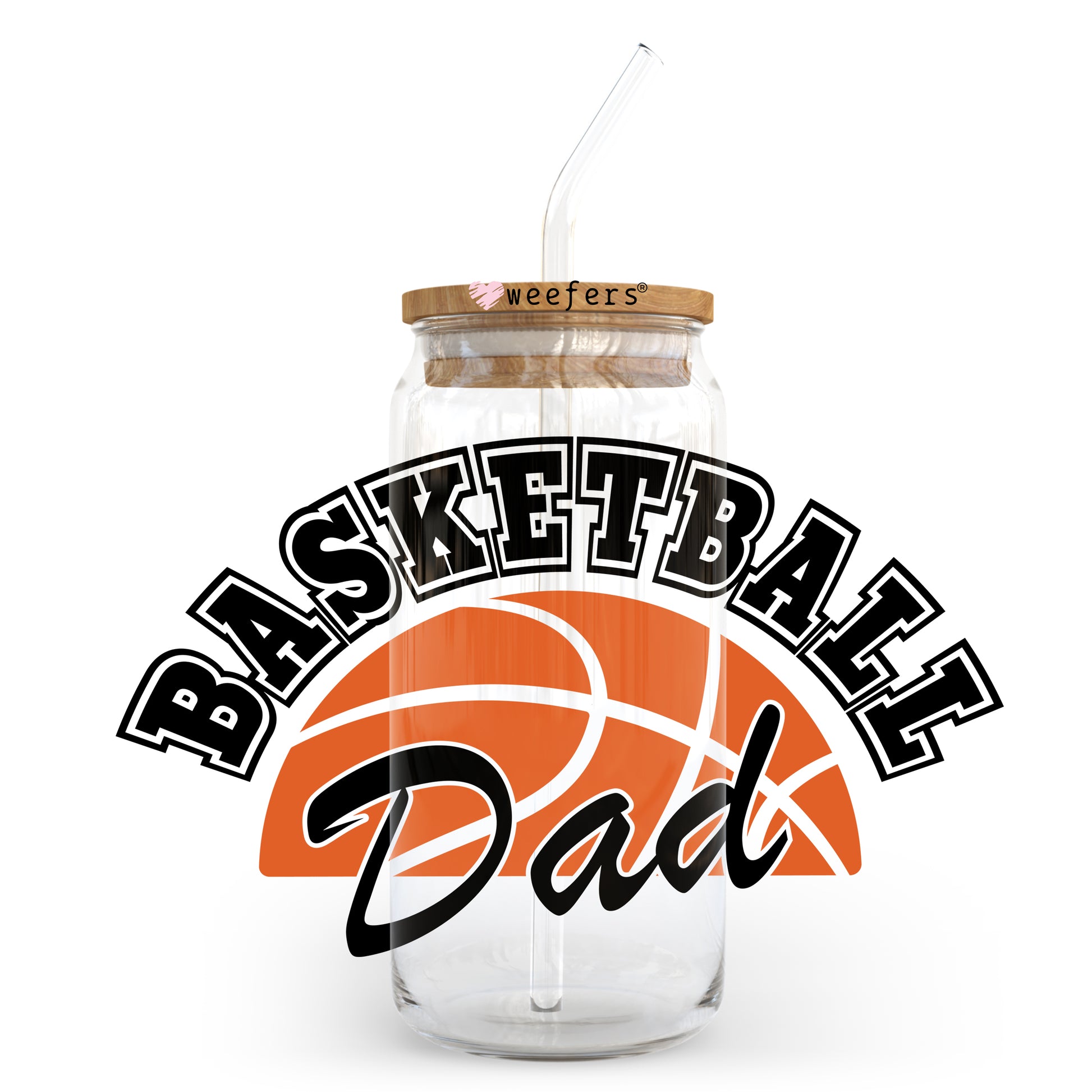 Basket Ball Dad 20oz Libbey Glass Can UV DTF or Sublimation Wrap - Decal - Weefers