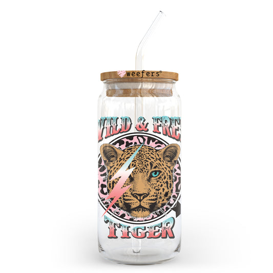 Wild and Free Tiger 20oz Libbey Glass Can UV DTF or Sublimation Wrap - Decal Transfer Weefers