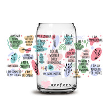 Load image into Gallery viewer, Social Worker Daily Affirmations 16oz Libbey Glass Can UV-DTF or Sublimation Wrap - Decal
