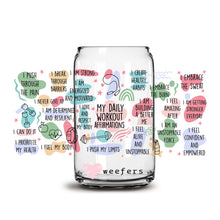 Load image into Gallery viewer, My Daily Workout Affirmations 16oz Libbey Glass Can UV-DTF or Sublimation Wrap - Decal
