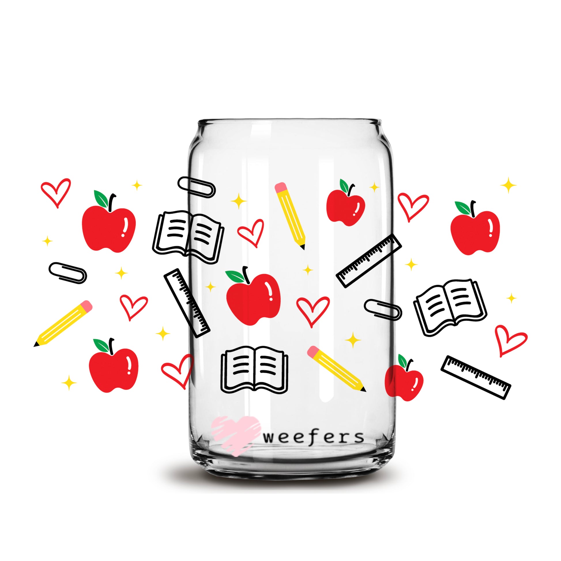 Teacher Apple a Day Libbey Glass Can Wrap UV DTF Sublimation Transfers - Weefers