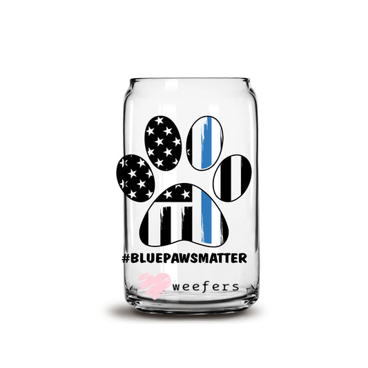BluePawsmatter Ver 2 Police 16oz Libbey Glass Can UV DTF or Sublimation Wrap - Decal Weefers