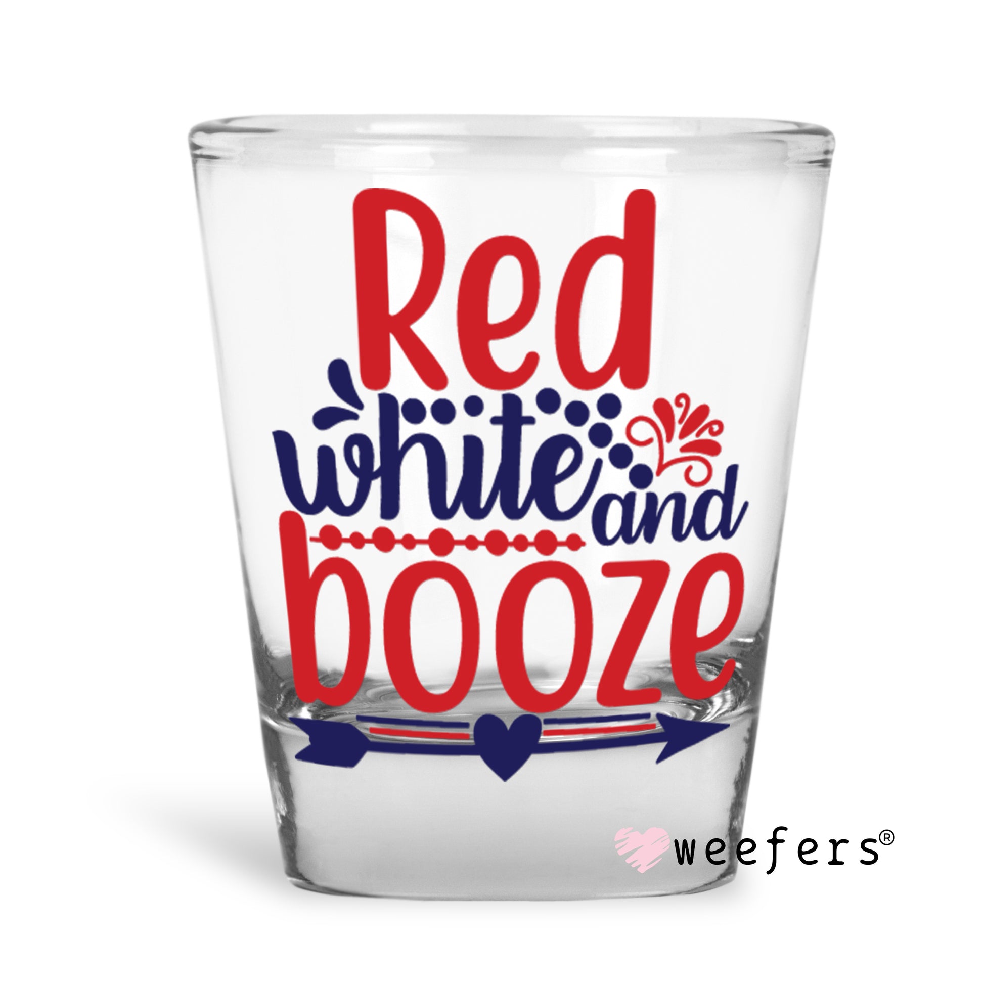 Red White and Booze Shot Glass Short UV DTF or Sublimation Wrap - Decal - Weefers