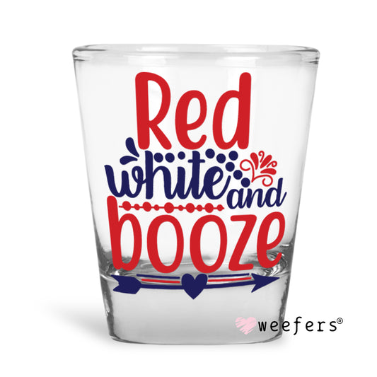 Red White and Booze Shot Glass Short UV DTF or Sublimation Wrap - Decal - Weefers