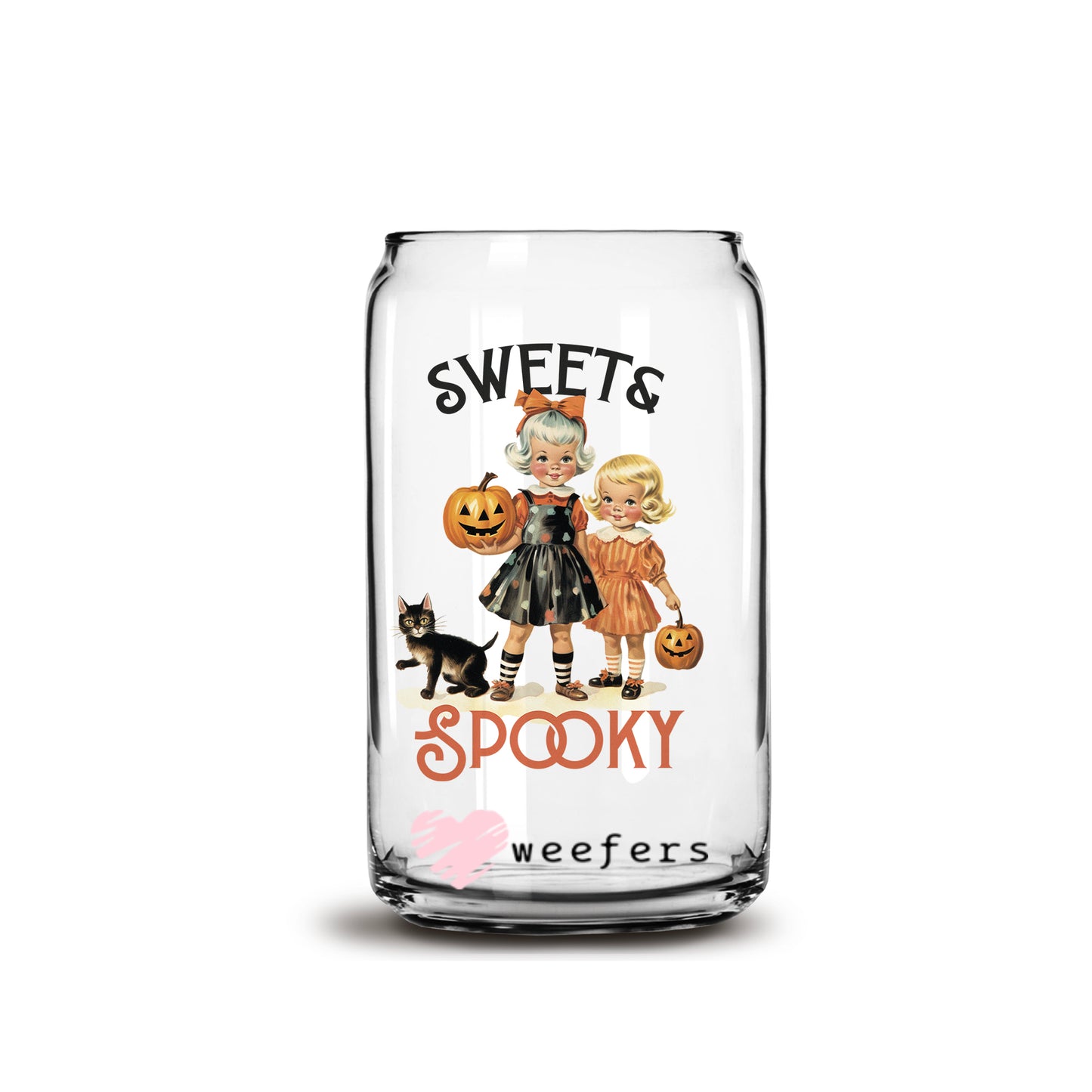 Sweet & Spooky Vintage Halloween 16oz Libbey Glass Can UV DTF or Sublimation Wrap - Decal - Weefers