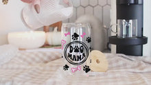 Load and play video in Gallery viewer, Dog Mama Coffee Cup, Dog Mom Coffee Mug, Iced Coffee Cup, Dog Lover Gift, 16oz Libbey Glass Can, Dog Mom Coffee Lover Cup, Gift for her
