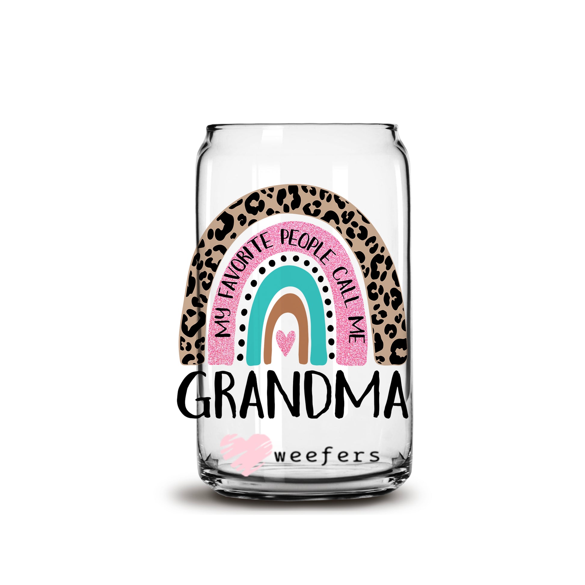 Mother's Day Grandma Boho Rainbow 16oz Libbey Glass Can UV DTF or Sublimation Wrap - Decal - Weefers