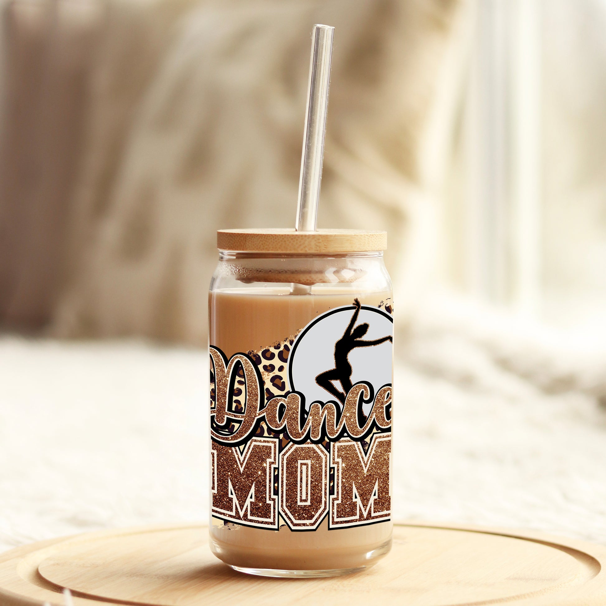 Dance Mom Leopard 16oz Libbey Glass Can UV DTF or Sublimation Cup Wrap - Decal Transfer - Weefers