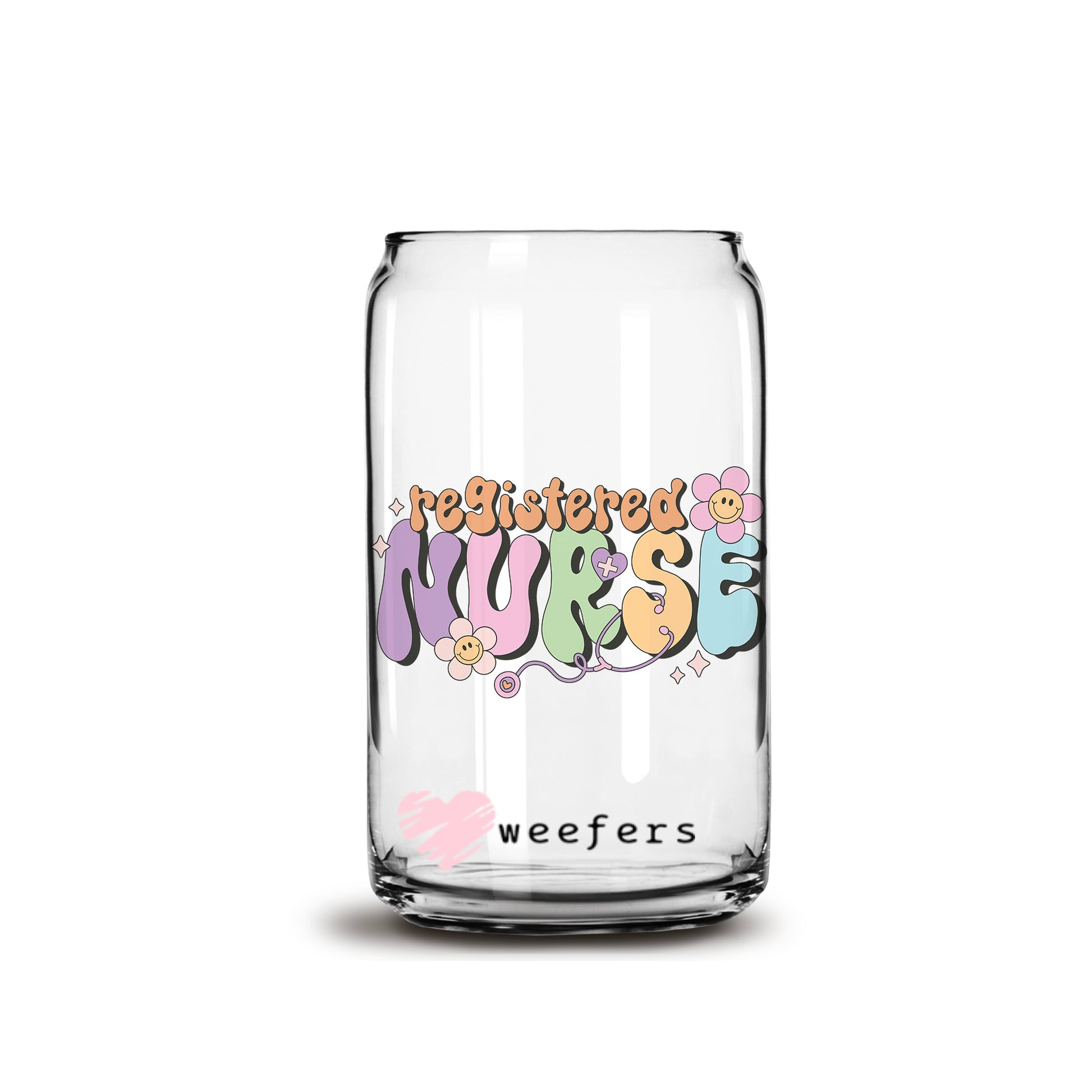 Retro Registered Nurse 16oz Libbey Glass Can UV DTF or Sublimation Wrap - Decal - Weefers