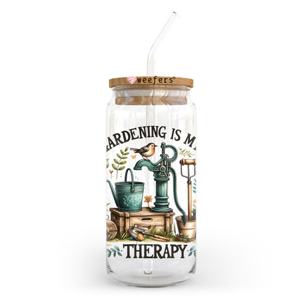 Gardening is My Therapy 20oz Libbey Glass Can UV DTF or Sublimation Wrap - Decal Transfer Weefers