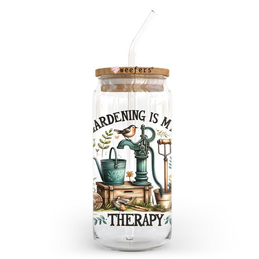 Gardening is My Therapy 20oz Libbey Glass Can UV DTF or Sublimation Wrap - Decal Transfer - Weefers