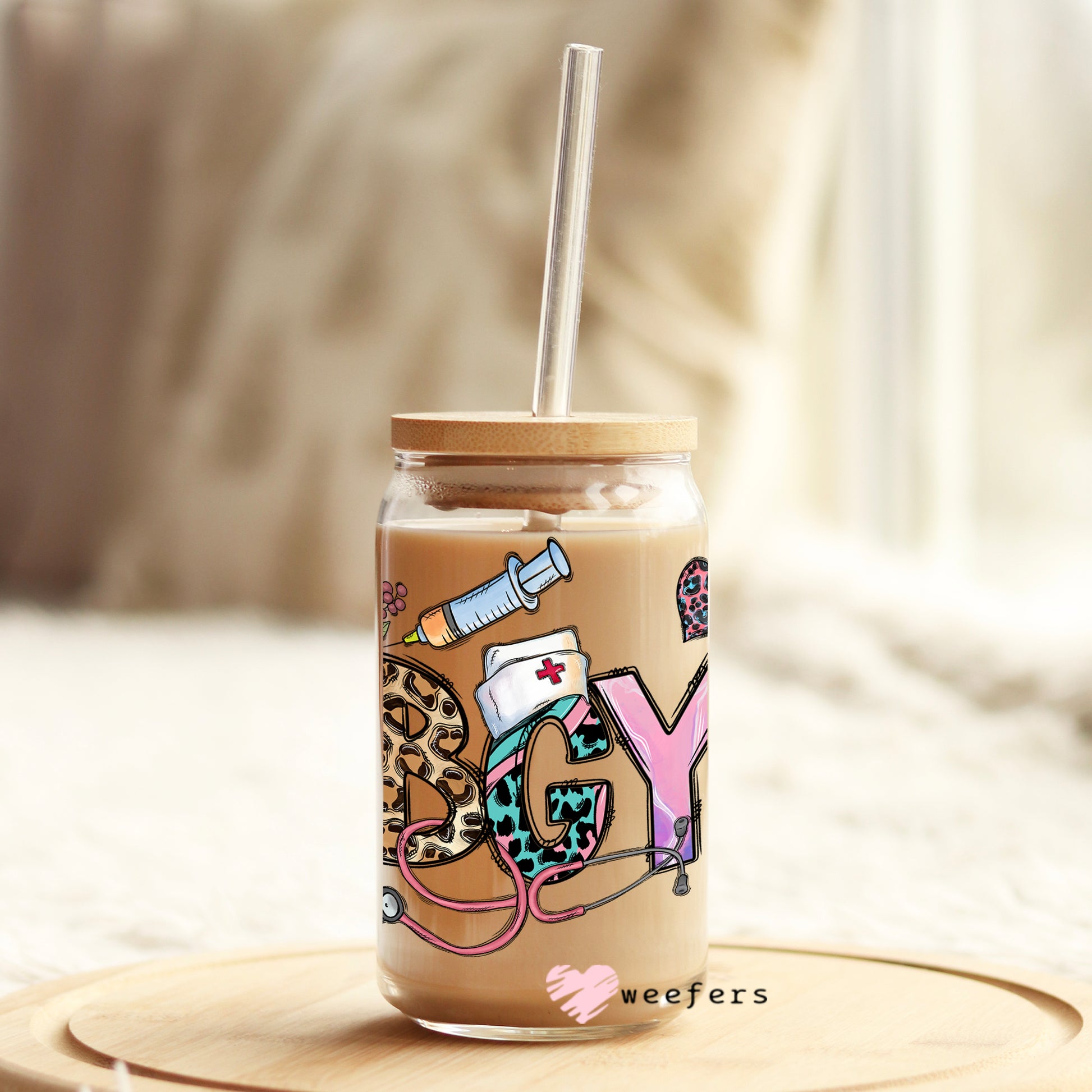 OBGYN 16oz Libbey Glass Can UV DTF or Sublimation Wrap - Decal - Weefers