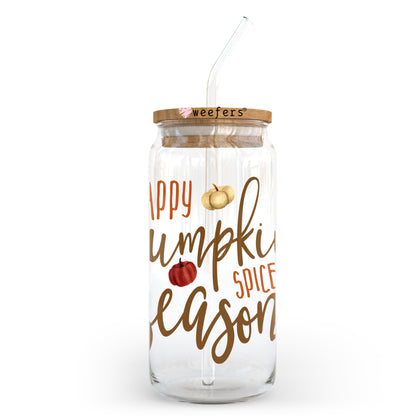 Happy Pumpkin Spice Season Fall 20oz Libbey Glass Can, 34oz Hip Sip, 40oz Tumbler UV DTF or Sublimation Decal Transfer - Weefers