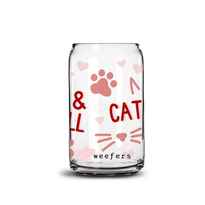 Catflix and Chill 16oz Libbey Glass Can UV DTF or Sublimation Wrap - Decal - Weefers