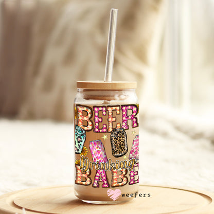 Western Beer Babe 16oz Libbey Glass Can UV DTF or Sublimation Wrap - Decal - Weefers