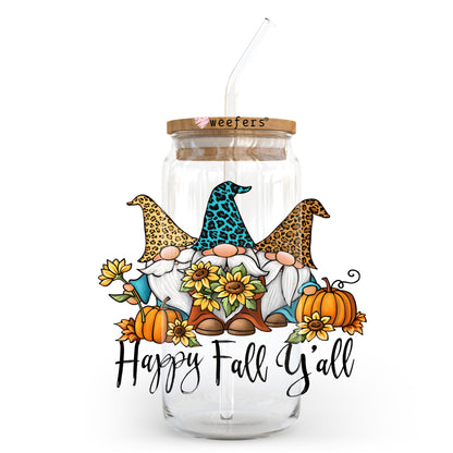 Gnomes Happy Fall Y'all 20oz Libbey Glass Can, 34oz Hip Sip, 40oz Tumbler UV DTF or Sublimation Decal Transfer - Weefers