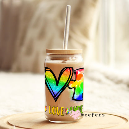 Autism Accept Love Understand 16oz Libbey Glass Can UV DTF or Sublimation Wrap - Decal - Weefers