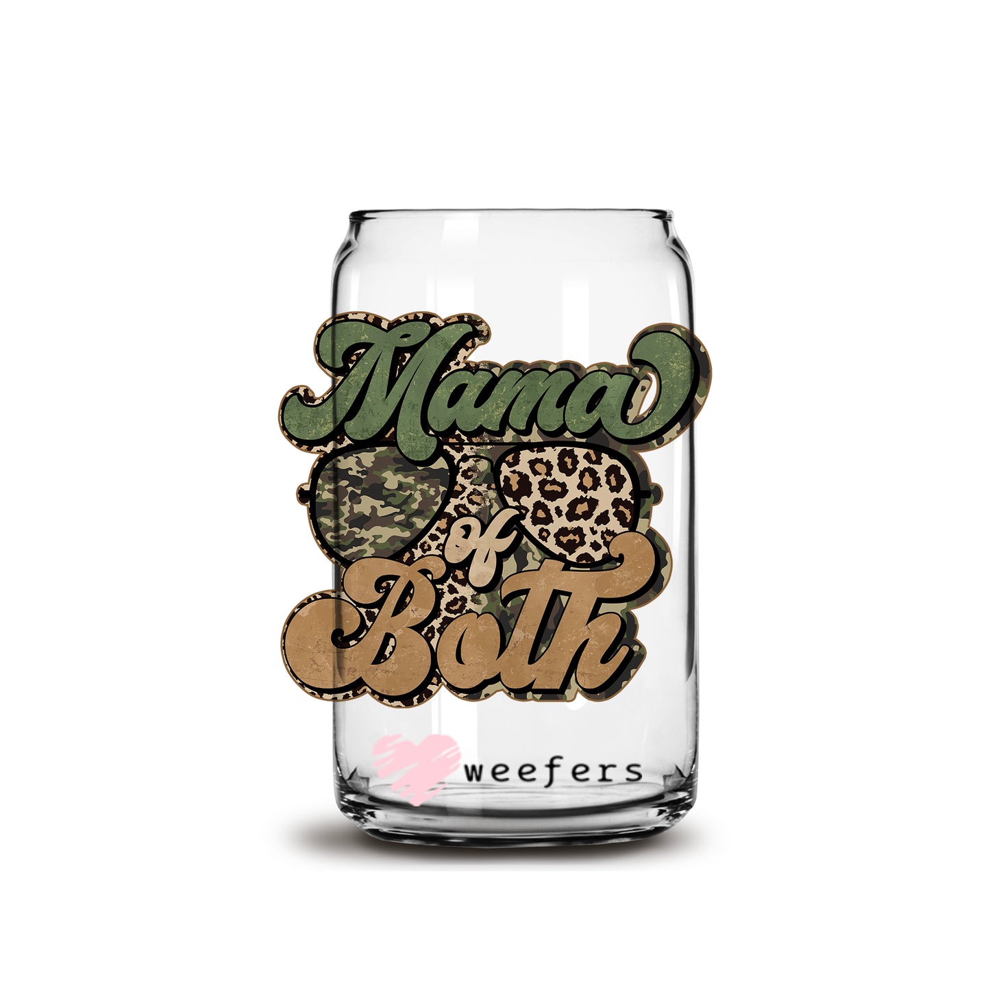 Camouflage Mama of Both 16oz Libbey Glass Can UV DTF or Sublimation Wrap - Decal - Weefers