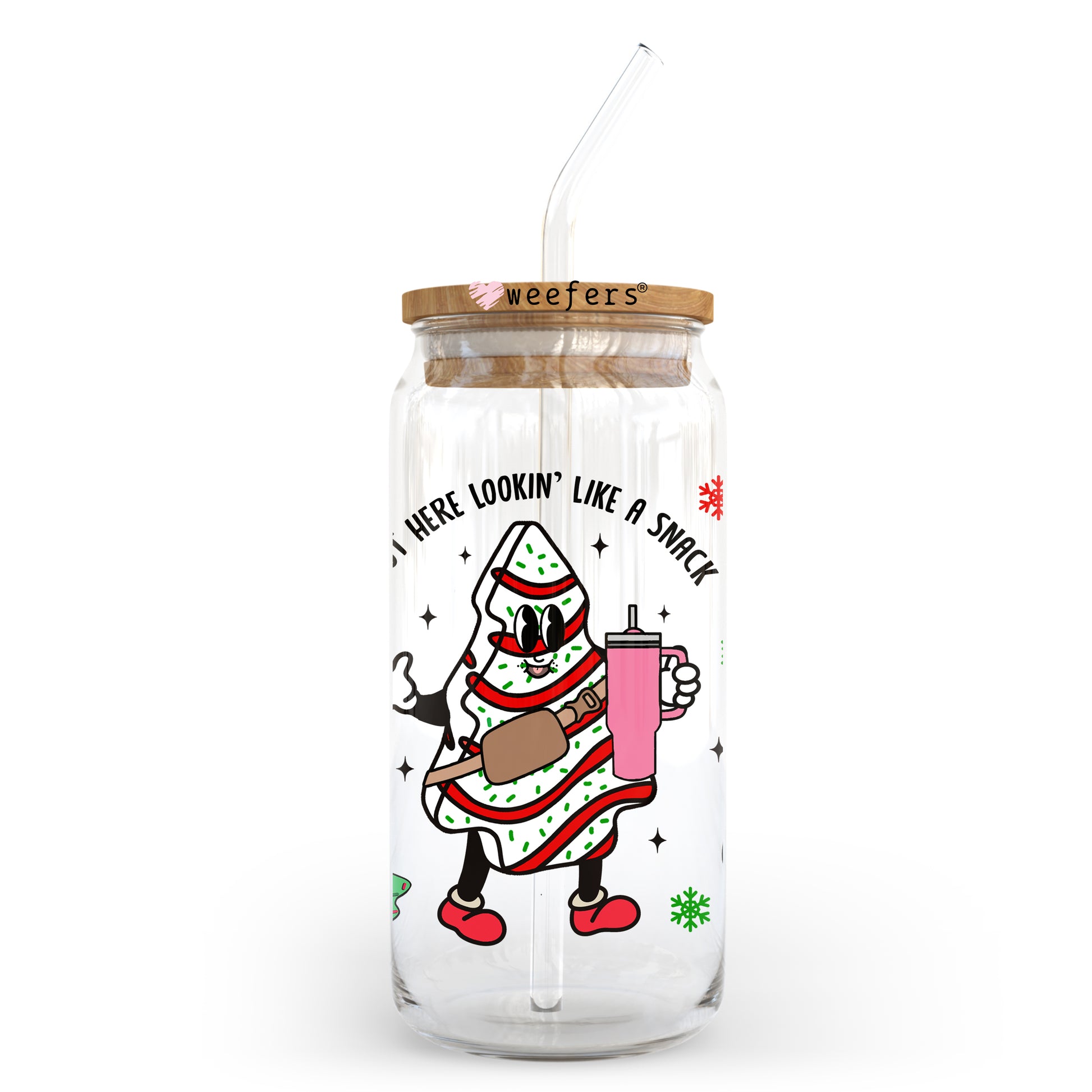 Looking Like a Snack Christmas 20oz Libbey Glass Can UV DTF or Sublimation Wrap - Decal - Weefers