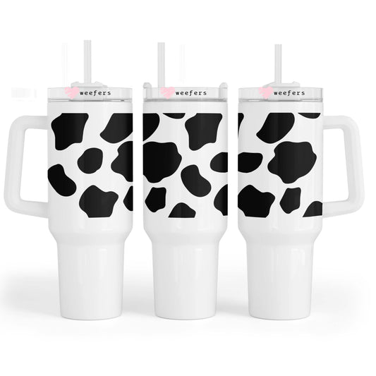 Black Cow Print 40oz Tumbler UV DTF or Sublimation Wrap - Decal - Weefers