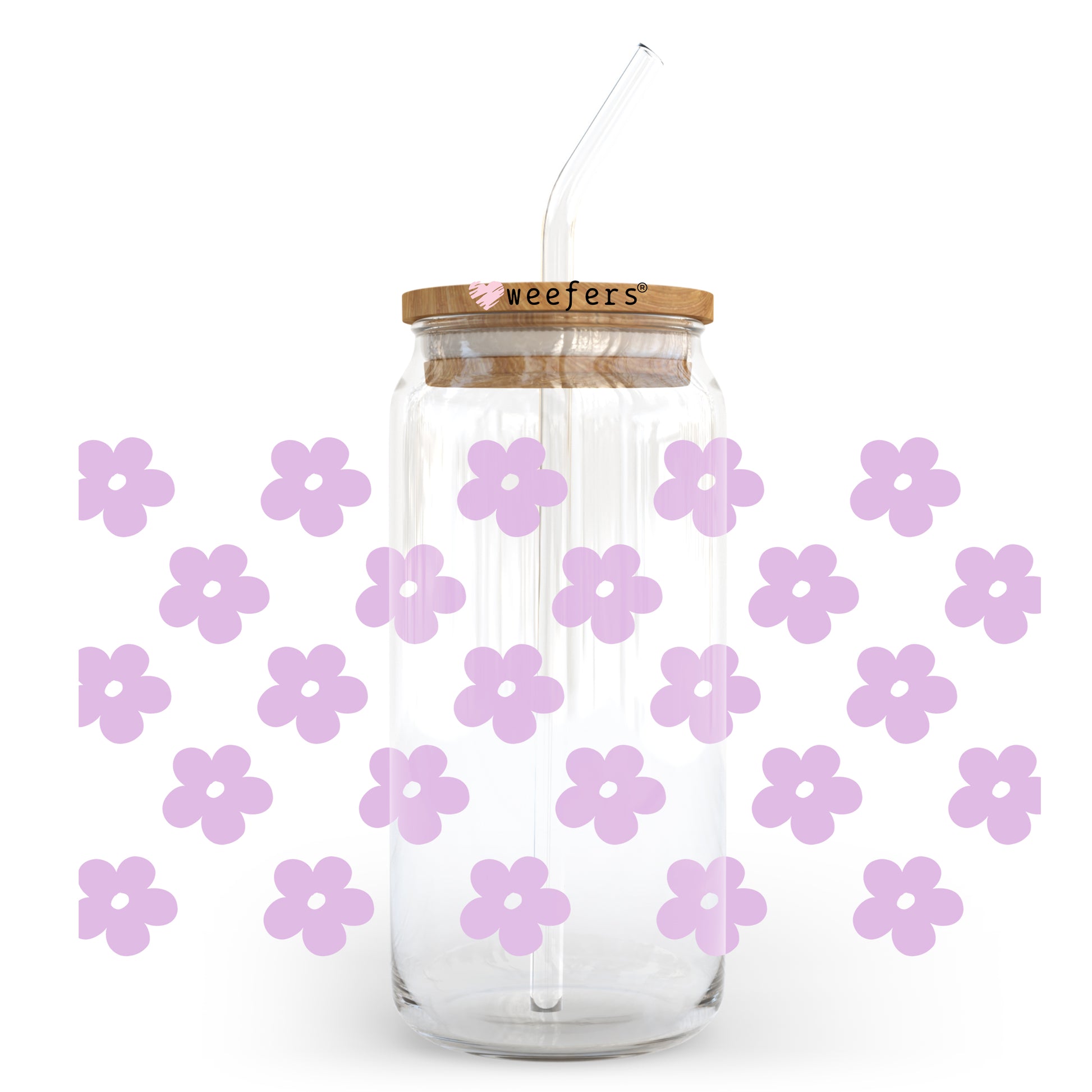 Purple Retro Flowers 20oz Libbey Glass Can, 34oz Hip Sip, 40oz Tumbler UV DTF or Sublimation Decal Transfer - Weefers