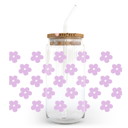 Purple Retro Flowers 20oz Libbey Glass Can, 34oz Hip Sip, 40oz Tumbler UV DTF or Sublimation Decal Transfer - Weefers