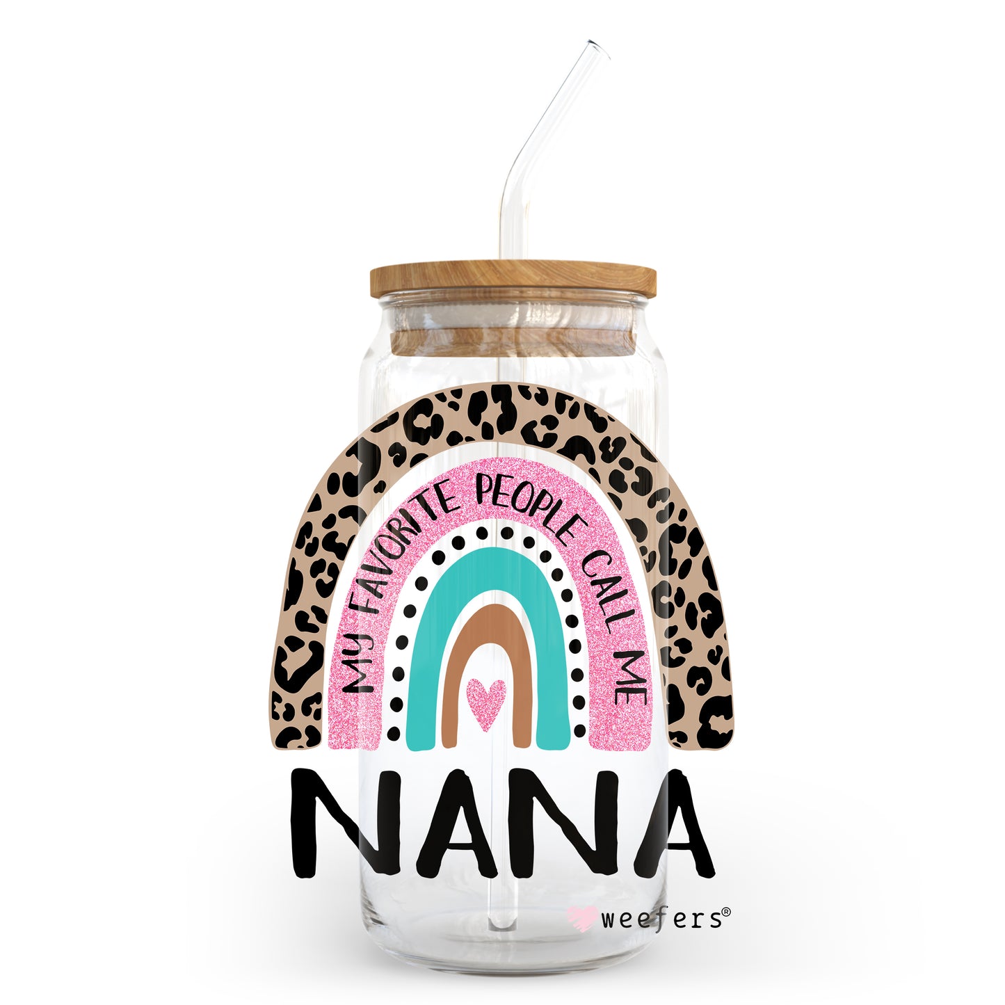 Mother's Day Nana Boho Rainbow 20oz Libbey Glass Can, 34oz Hip Sip, 40oz Tumbler UV DTF or Sublimation Decal Transfer - Weefers