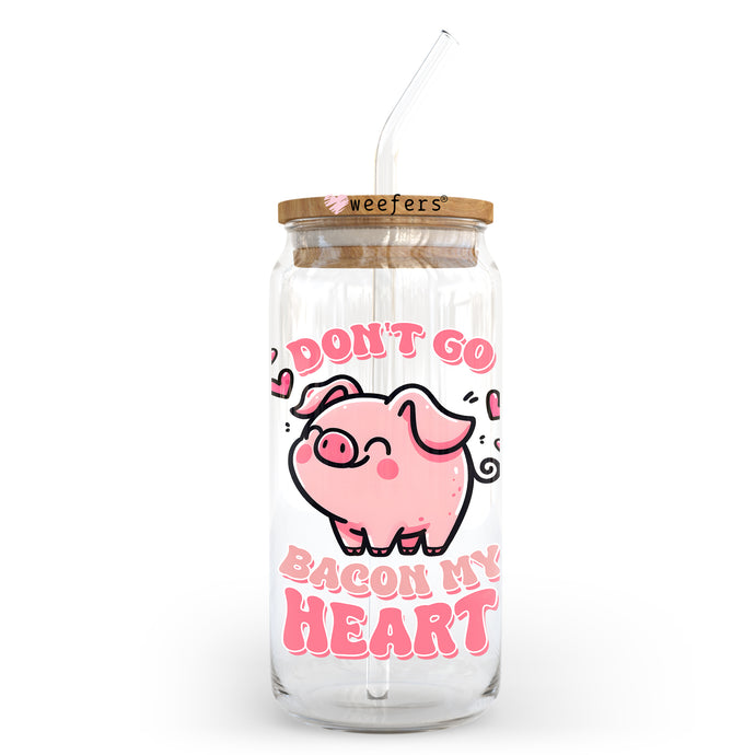 a glass jar with a straw in it that says don't go bacon my