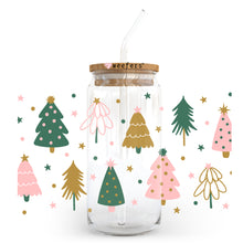 Load image into Gallery viewer, Christmas Pastel Trees 20oz Libbey Glass Can, 34oz Hip Sip, 40oz Tumbler UVDTF or Sublimation Decal Transfer
