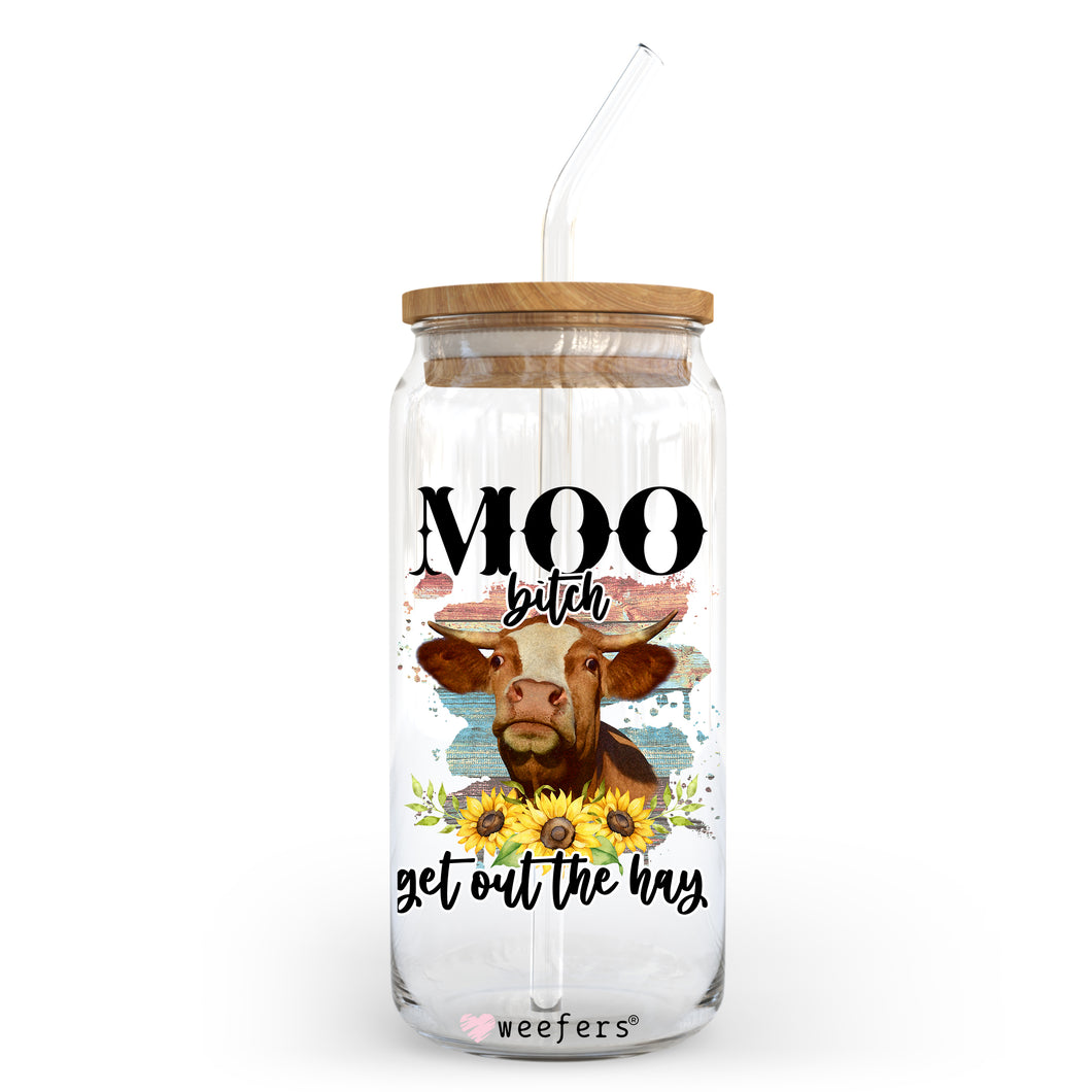 Funny Moo Cow 20oz Libbey Glass Can UV-DTF or Sublimation Wrap - Decal