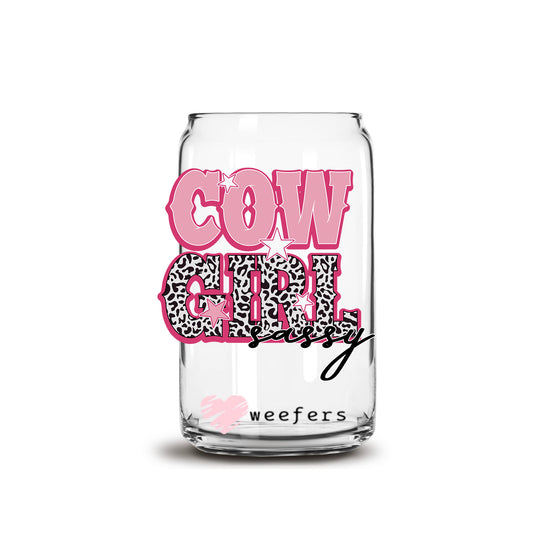 Cowgirl Sassy 16oz Libbey Glass Can UV DTF or Sublimation Cup Wrap - Decal Transfer Weefers