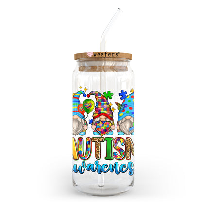 Gnomes Autism Awareness 20oz Libbey Glass Can UV DTF or Sublimation Wrap - Decal - Weefers