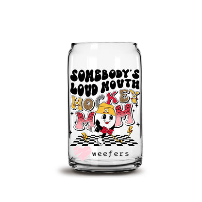 Somebody's Loud Mouth Hockey Mom Retro 16oz Libbey Glass Can UV DTF or Sublimation Wrap - Decal - Weefers